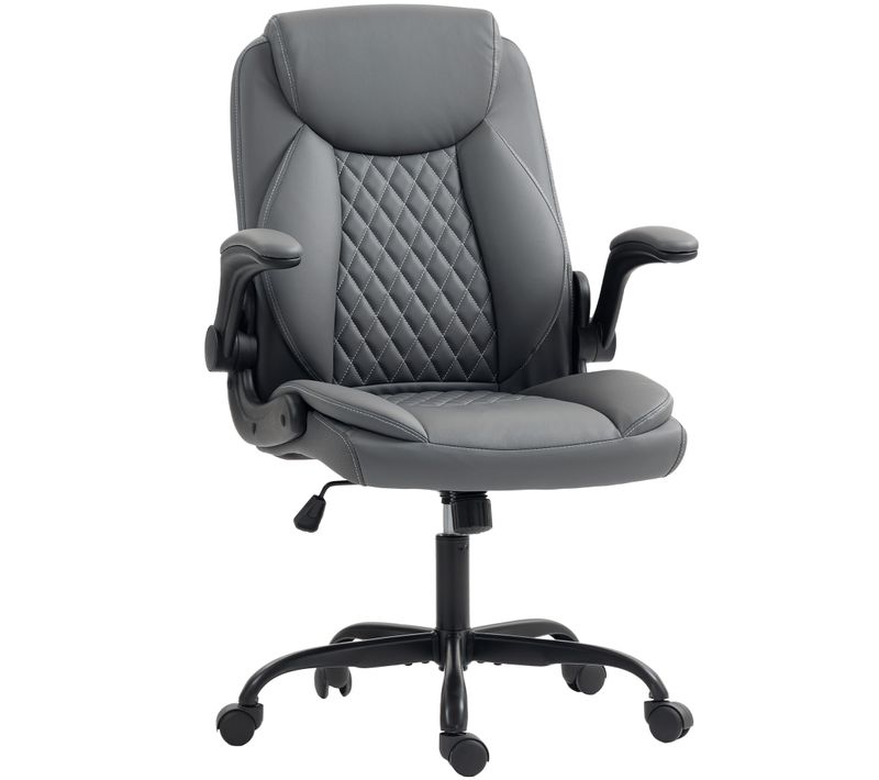 Chaise De Bureau Design Chesterfield Accoudoirs Relevables Gris Foncé