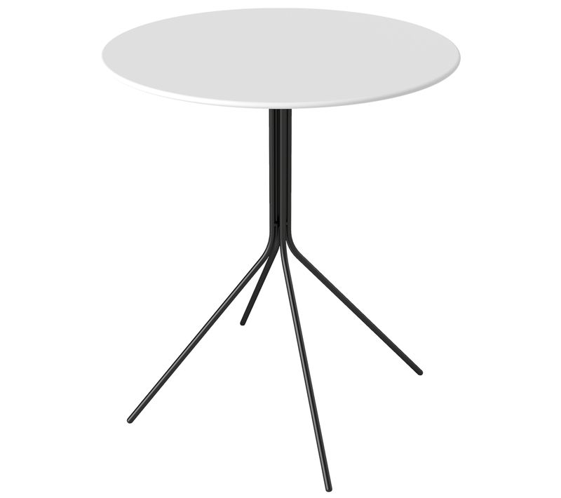 Table De Jardin Ronde Design Dia. 60 Cm Acier Anthracite Blanc