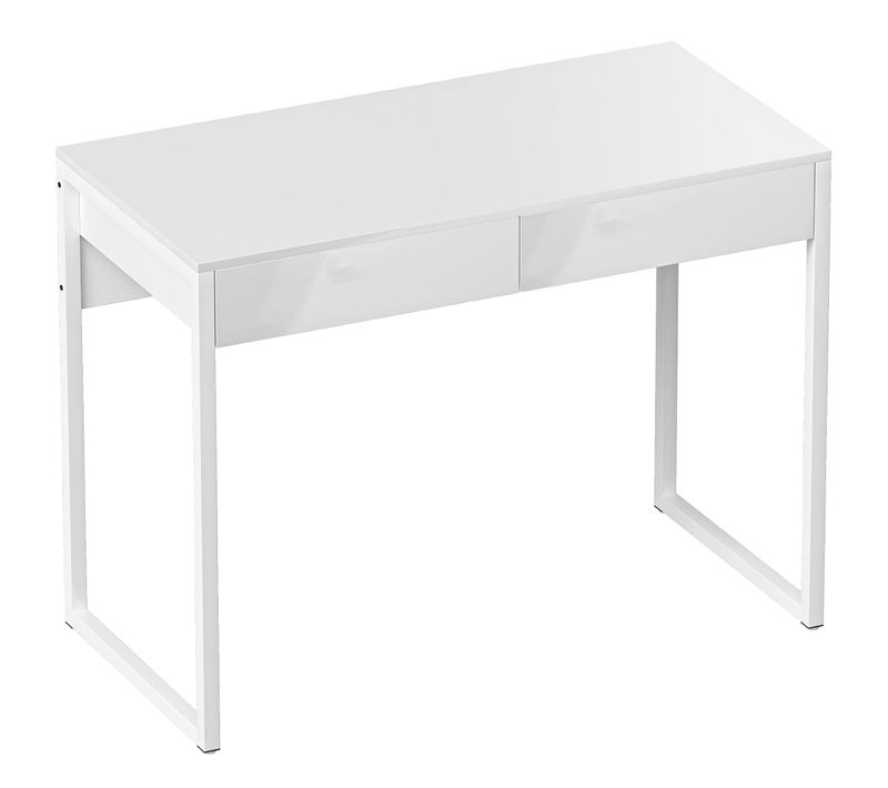 Bureau Design Blanc Laqué Dim. 100 X 50 Cm 2 Tiroirs