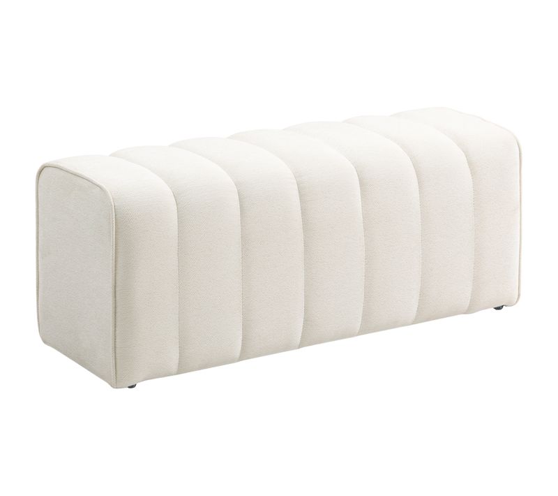 Bout De Lit Banquette Design Courbes Arrondies Matelassées Toucher Lin Crème