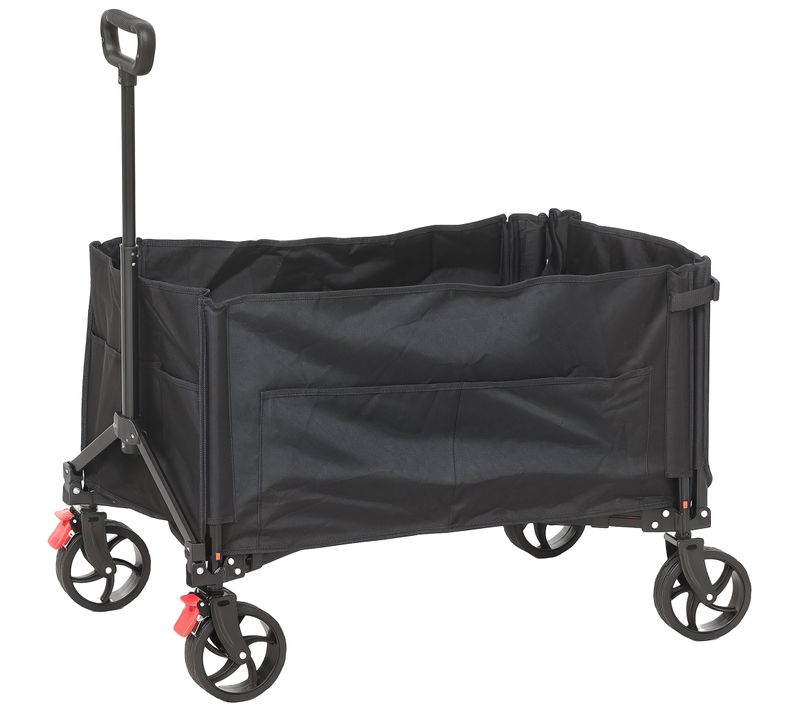 Chariot De Jardin Transport Plage Pliable 155l Max 100kg Noir