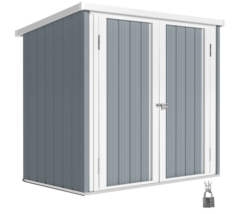 Abri De Jardin 1,09 M² - 2 Portes Verrouillables - Tôle D'acier Gris Clair