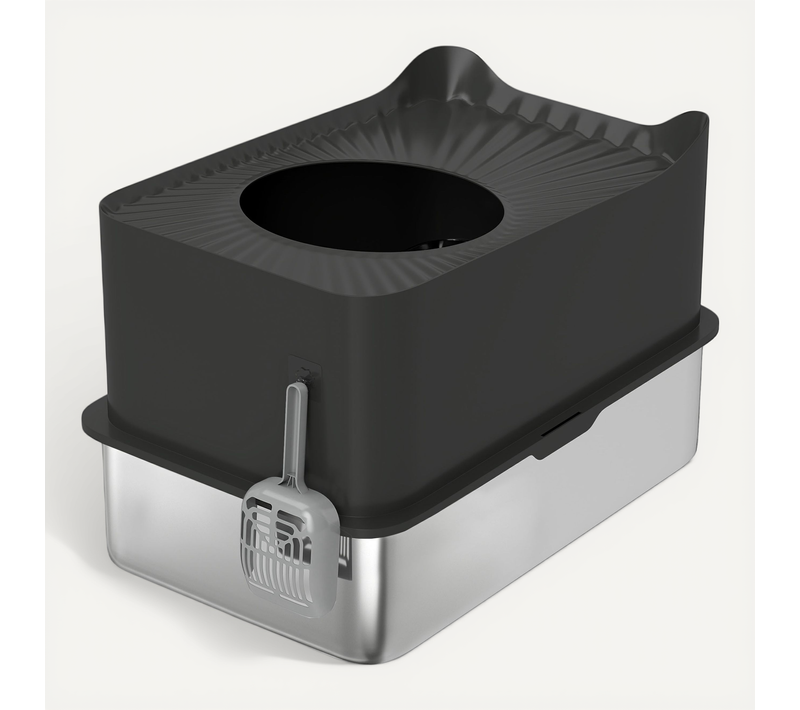Maison De Toilette XL 65l Design Chat Acier Inox Abs Noir