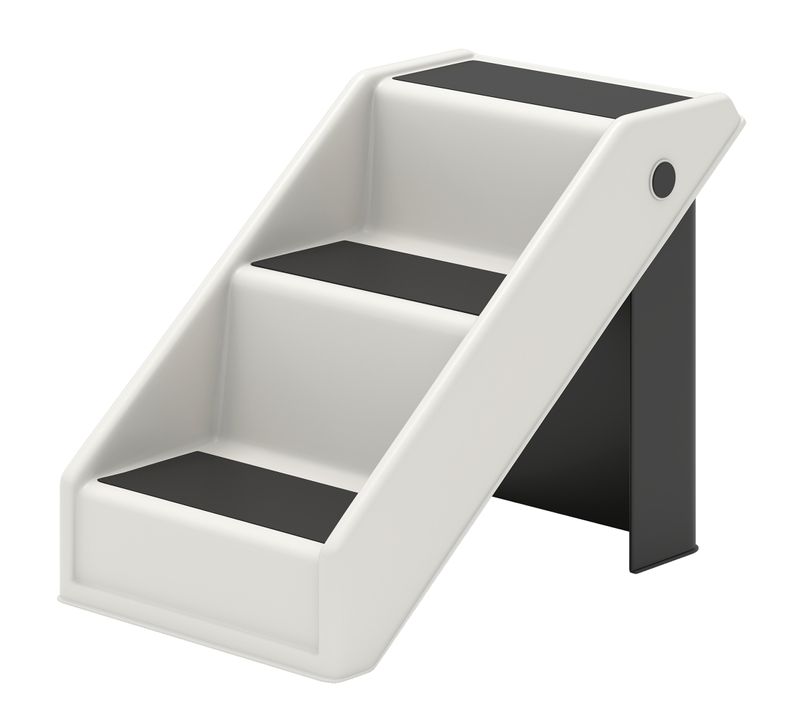 Escalier Pour Chien Pliable 3 Marches Max. 10kg Pp Noir Blanc Cassé