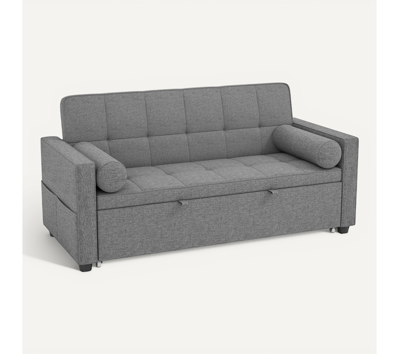 Canapé Convertible 2 Places Style Chersterfield Effet Capitonné Gris