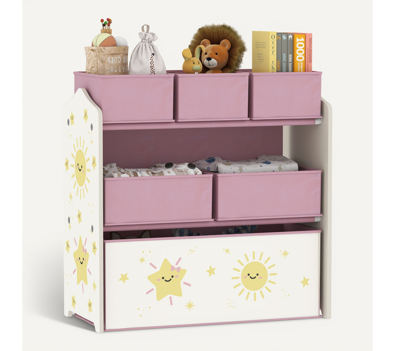 étagère De Rangement Enfant Design étoile Et Soleil - 6 Tiroirs