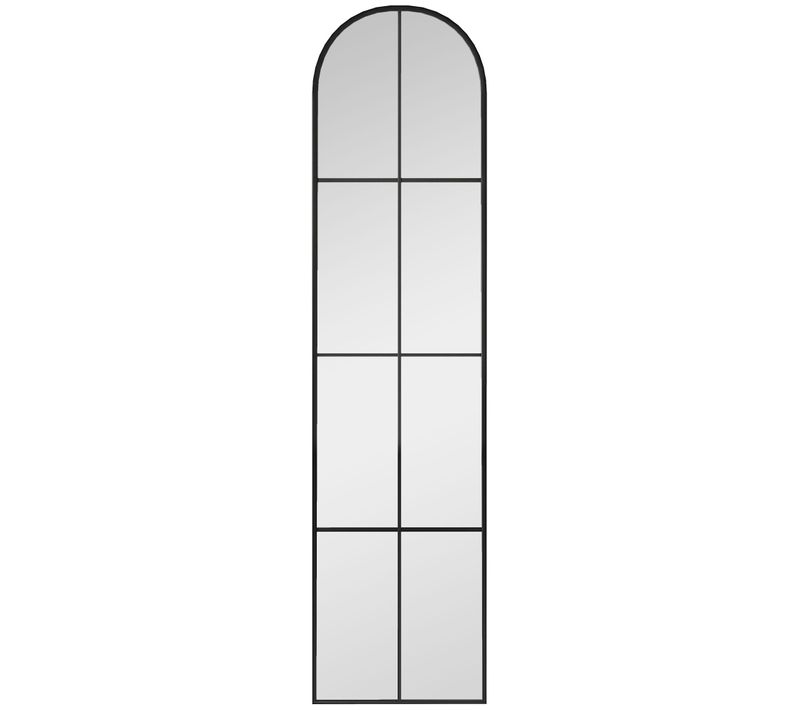 Grand Miroir Mural 40x160 Cm Style Verrière Métal Noir