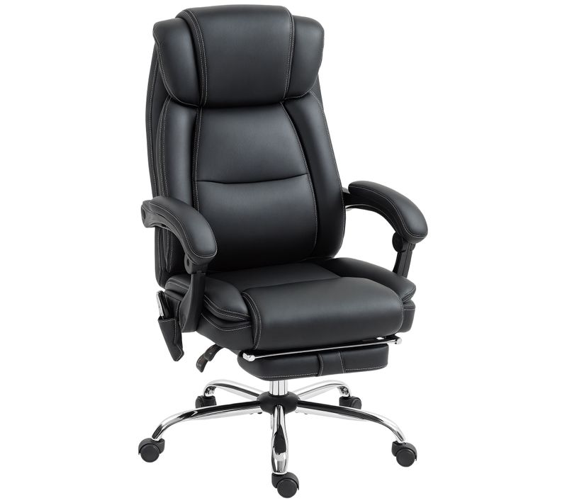 Fauteuil De Bureau Design Massant Chauffant Inclinable Repose-pieds Rétractable Synthétique Noir