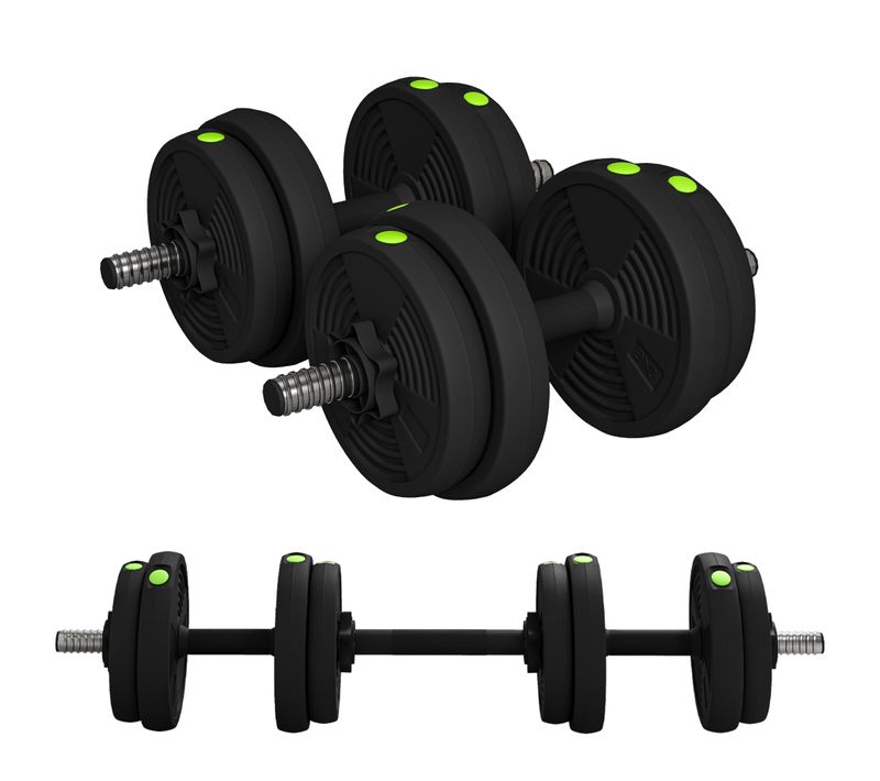 Haltères 2 En 1 Réglables - Haltères Libres 15 Kg - Barres Incluses