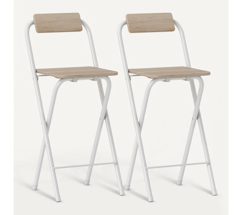 Lot De 2 Tabourets De Bar Pliants Avec Dossier Et Repose-pieds