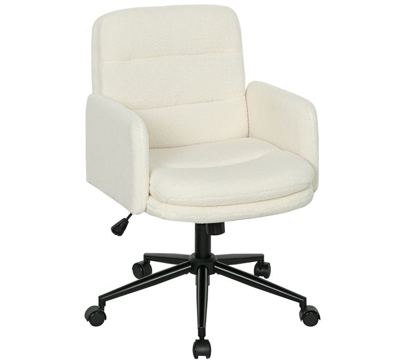 Chaise De Bureau Bouclette Crème Grand Confort Piètement Acier Noir