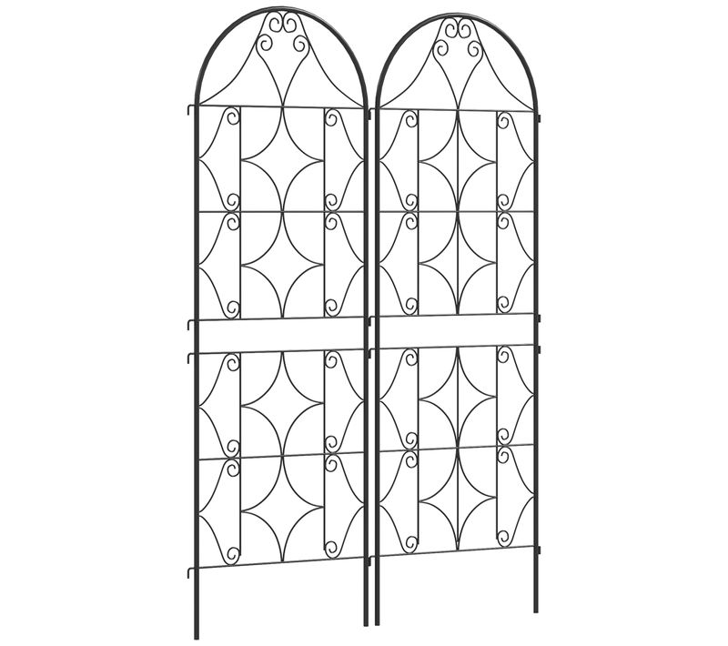 Treillis De Jardin Effet Fer Forgé - Lot De 2 - 50 X 150 Cm - Métal époxy Noir