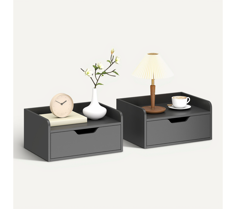 Lot De 2 Tables De Chevet Murales Avec Tiroir Coulissant