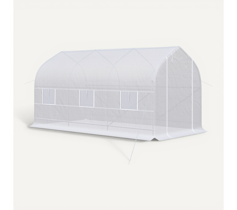 Serre Tunnel De Jardin 8 M² - 2 Portes, 6 Fenêtres - Métal Galvanisé Bâche Pe