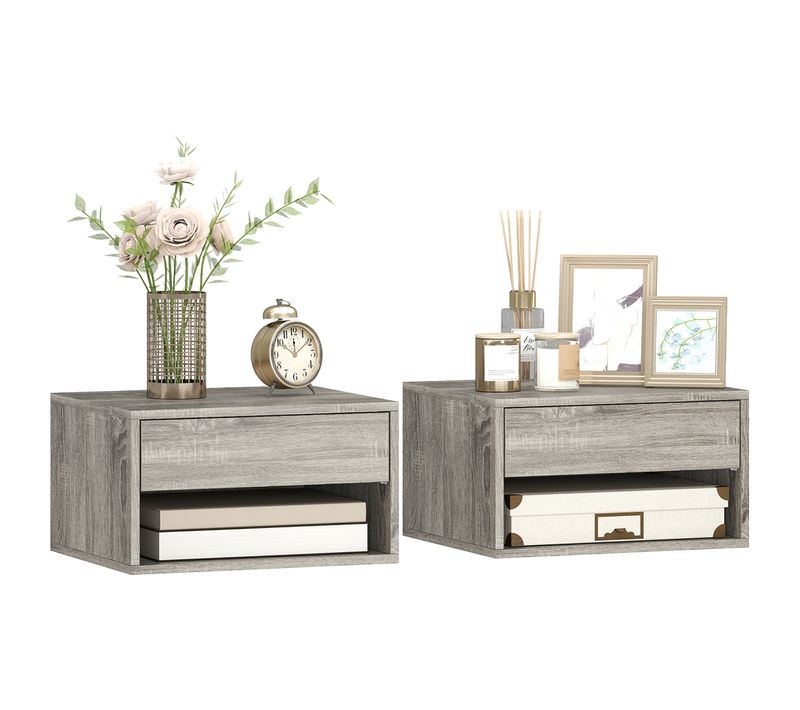 Lot De 2 Chevets Suspendus Tiroir Niche