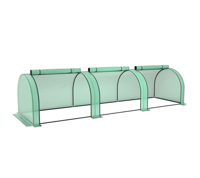 Serre Tunnel 3 Fenêtres Enroulables Acier Pe Vert