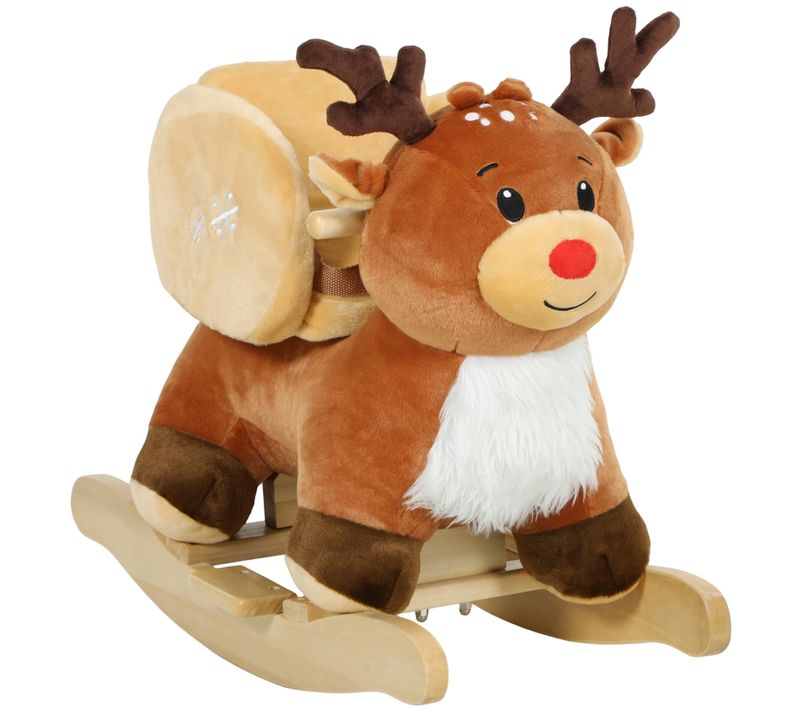 Cheval à Bascule Enfant Renne Siège Ceinture Réglable Effets Sonores
