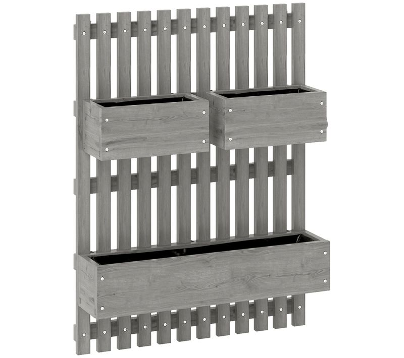 Lot De 3 Jardinières Murales Avec Treillis