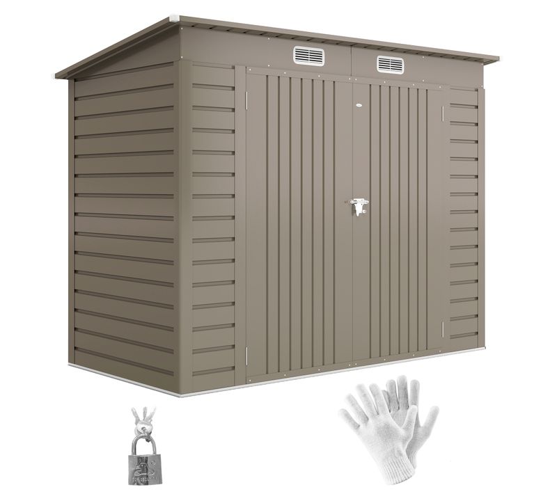 Abri De Jardin 3 M² Tôle D'acier 2 Portes Verrouillables 2 évents Gris Clair