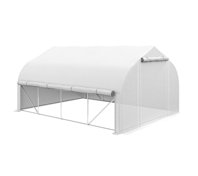 Serre Tunnel De Jardin 12 M² Bâche Pe Haute Densité 140 G/m² Blanc