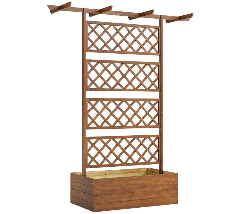 Jardinière Treillis Haut Central Avec Poutres Bois