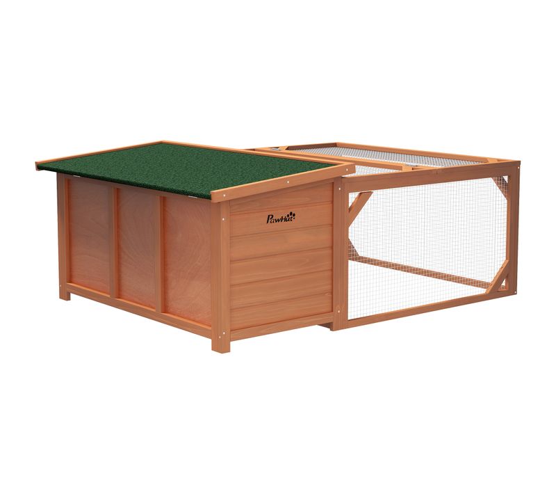 Clapier Extérieur Double Espace Niche Couverte Et Enclos Bois