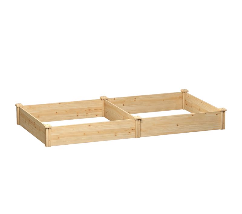 Carré Potager De Jardin En Bois 2 Compartiments Dim. Totales 235 X 121 X 26 Cm