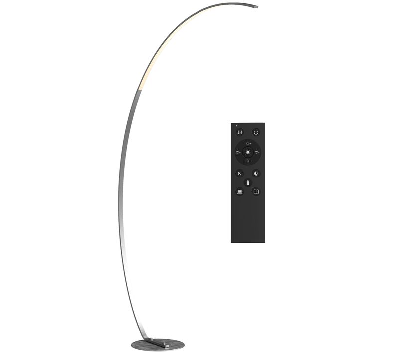 Lampadaire Arc LED Réglable 30w H.172 Cm Télécommande Acier Gris