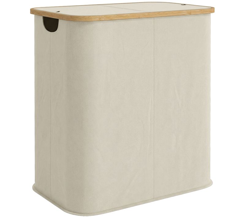 Panier à Linge Double Pliable 80l Non Tissé Bambou