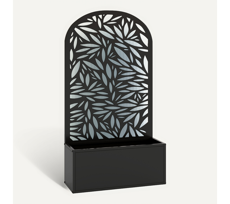 Jardinière Treillis Haut Design Feuillage Métal époxy Noir