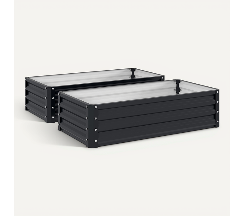 Lot De 2 Carrés Potager De Jardin Tôle D'acier Ondulée Gris