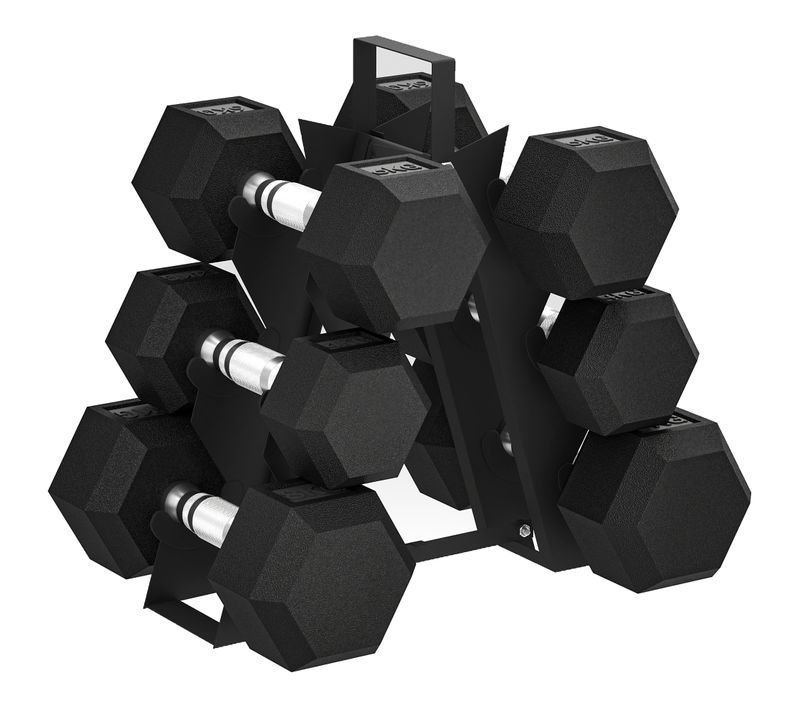 Ensemble D'haltères Avec Support 2 X 4 Kg/6 Kg/8 Kg Noir