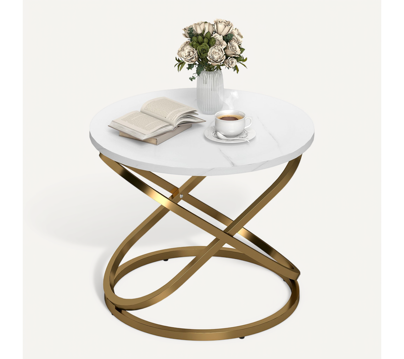 Table Basse Ronde Design Dia. 60 X 46 Cm Acier Anneaux