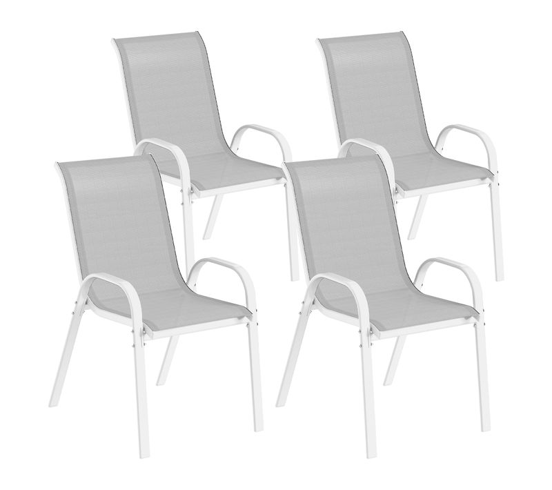 Lot De 4 Chaises De Jardin Empilables Accoudoirs Dossier Haut