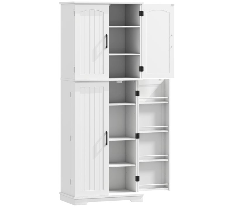 Buffet Haut Cuisine 4 Portes 10 Compartiments 8 Porte-épices Blanc