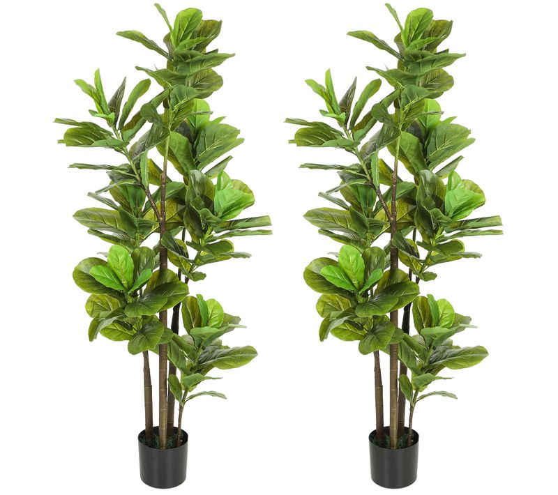 Lot De 2 Ficus Lutea Artificiels 1,50h M Avec Pots