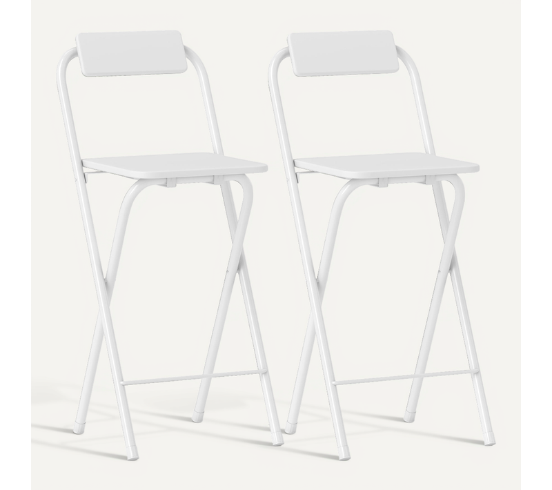 Lot De 2 Tabourets De Bar Pliants Avec Dossier Et Repose-pieds