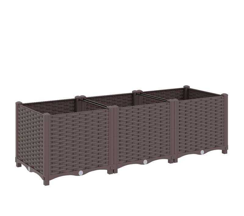 Jardinière Surélevée Auto-irrigantes Trous De Drainage Pp Marron