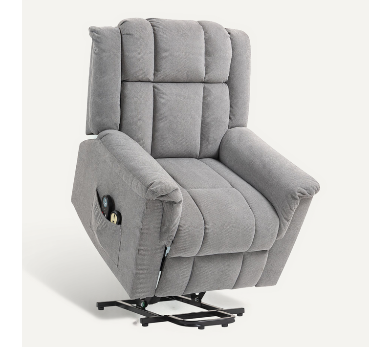 Fauteuil Releveur électrique Fonction Massage Tssu En Chenille Gris