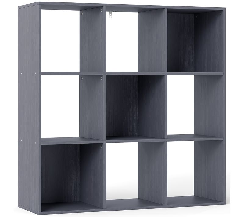 Rangement étagère Contemporaine Cubes 9 Casiers Effet Bois Gris