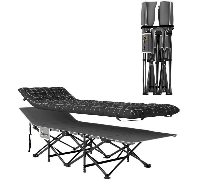 Lit De Camping Pliable Matelas Pochette Latérale Sac Inclus