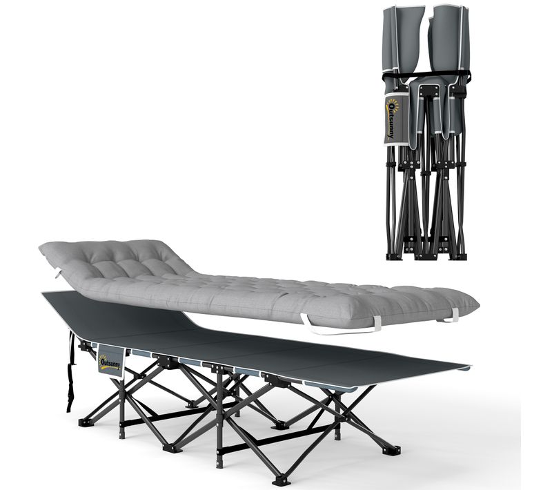 Lit De Camping Pliable Matelas Pochette Latérale Sac Inclus