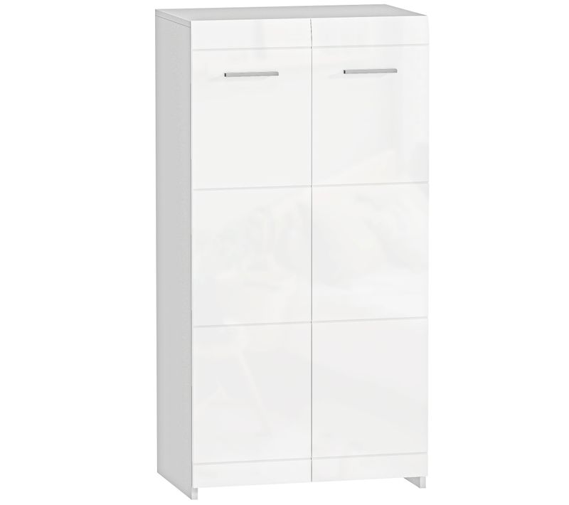 Meuble à Chaussures Design Blanc Laqué 2 Portes 4 Étagères