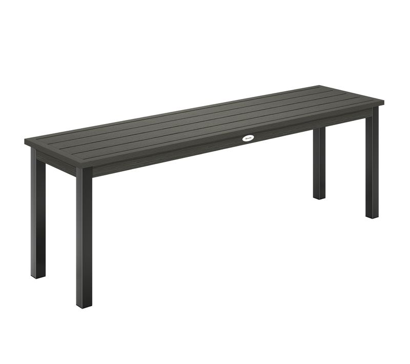 Banc De Jardin 2 Places Lattes Effet Bois Métal Gris