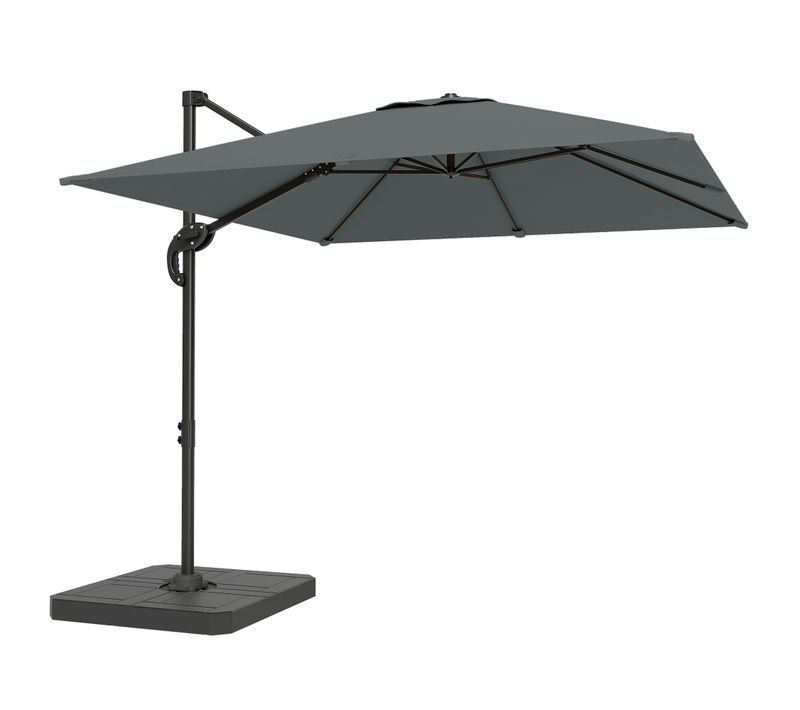 Parasol Déporté Inclinable Rotatif Pied Dalles Lestage Inclus