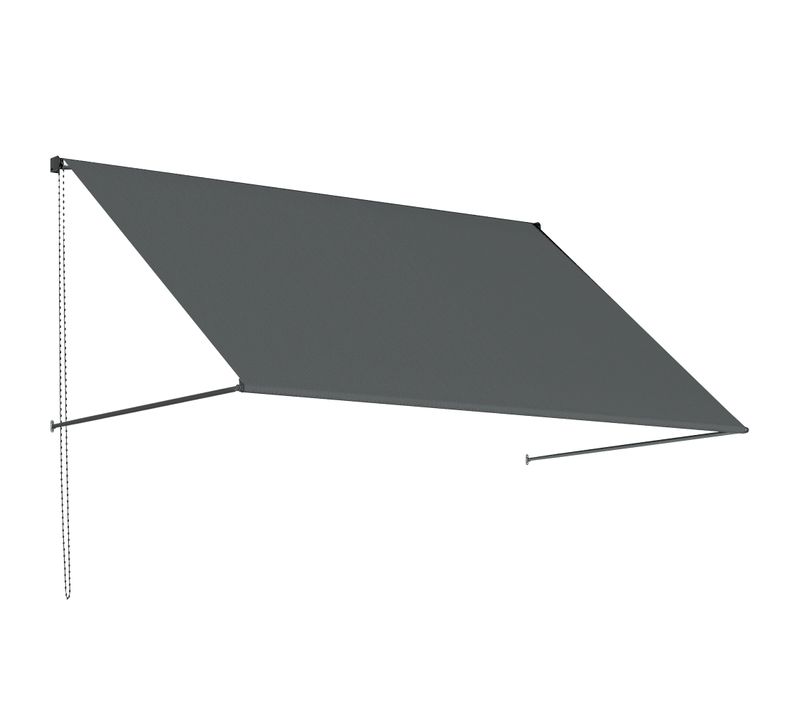 Store Banne Manuel Inclinable Acier Alu. Polyester Gris