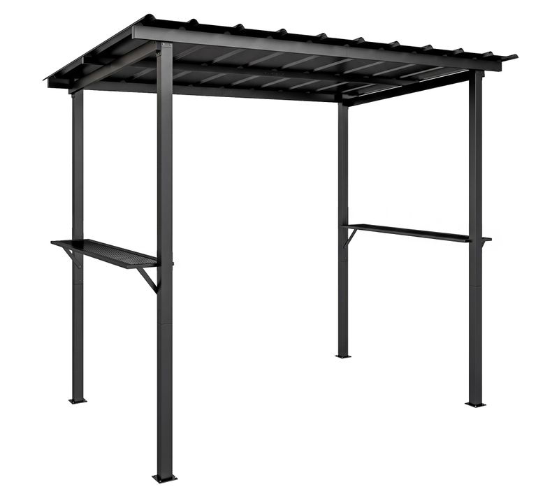 Abri Pour Barbecue - Tonnelle De Jardin  Toit Rigide - Métal Galvanisé - 271x182x229cm - Noir