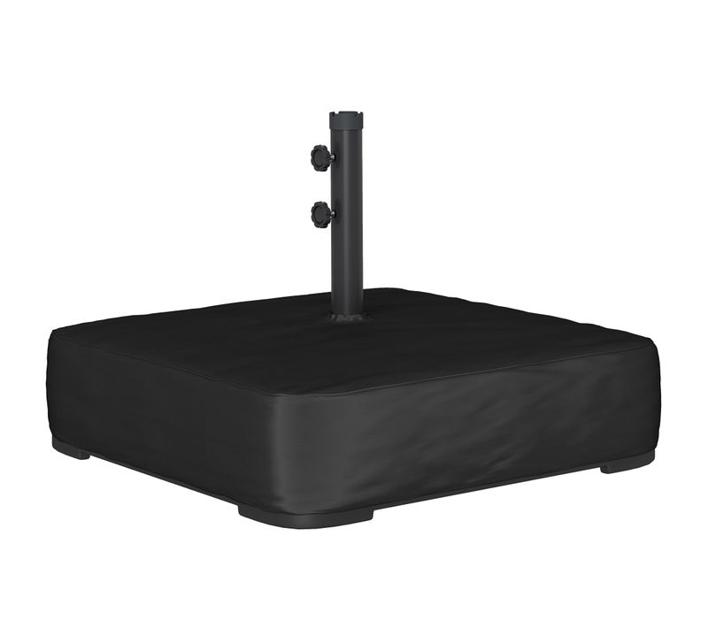 Base De Parasol Déporté Avec Housse Capacité Sable 80 Kg Métal Noir