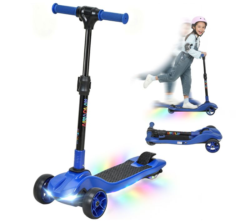 Trottinette électrique Enfant Pliable 3 Roues 8km/h Max LED Bleu