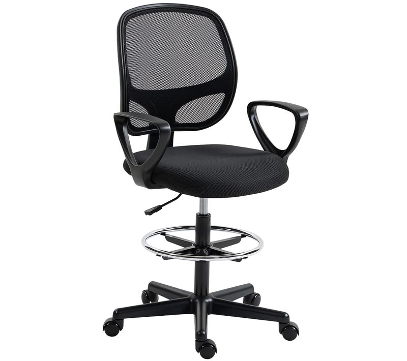 Chaise Bureau Ergonomique Hauteur Réglable Tissu En Maille Noir